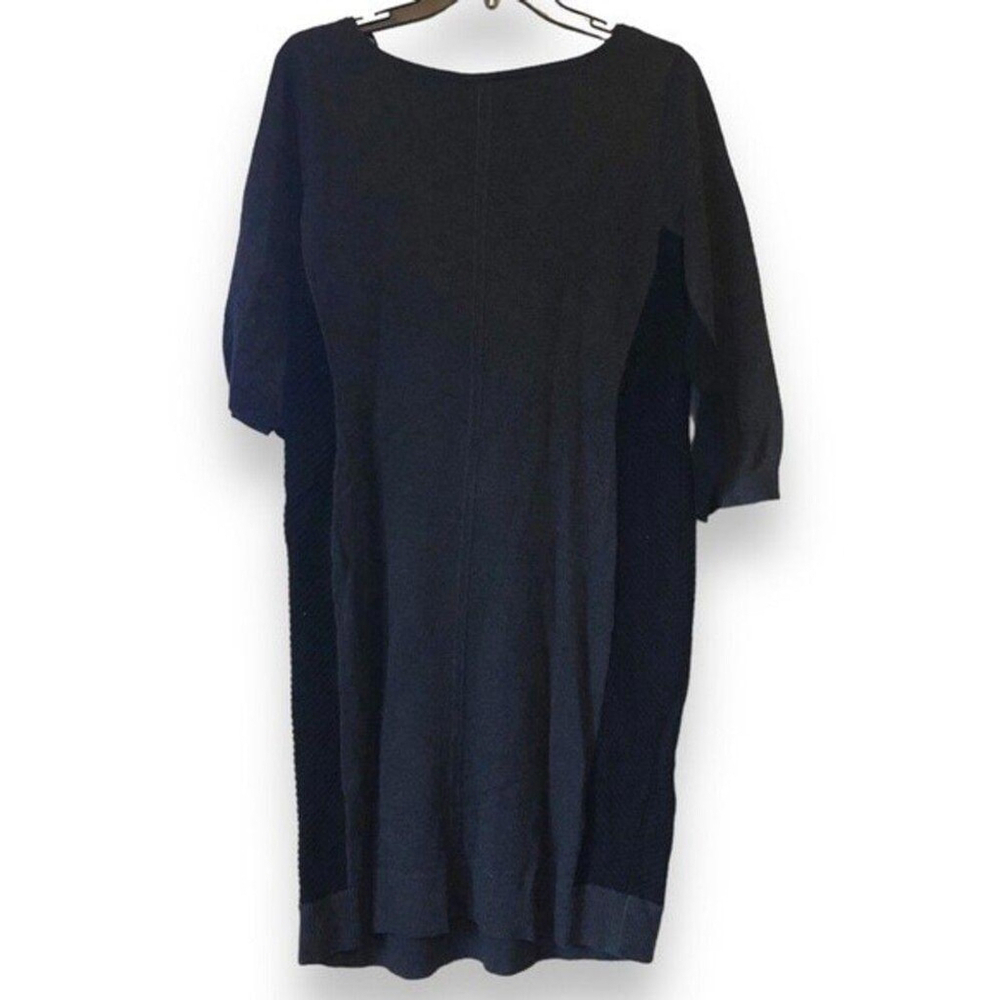 Ann Taylor Stylish Black Knit Dress with Textured Sides - Size L